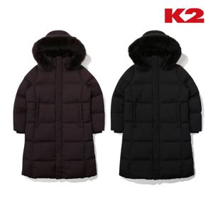 [케이투 (행사)]여성용 양말증정 루즈핏 롱패딩 셀레네 블루폭스 퍼 구스 롱다운 KWW23530JD