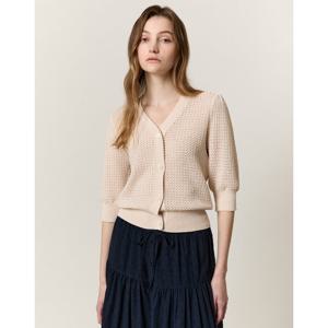 아떼 바네사브루노 여성 25SS 인기 급상승시즌오프 아이보리 패턴짜임 면 코튼 5부 썸머 가디건 VLSW5B365IV