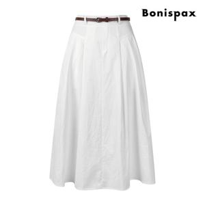 [보니스팍스(여성의류)]핀턱 코튼 벨트 세트 롱 스커트 (XP6SK001M0)