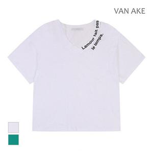 [반에이크][반에이크] 브이넥 레터링 반팔 티셔츠_VB39TSQ307Z (
