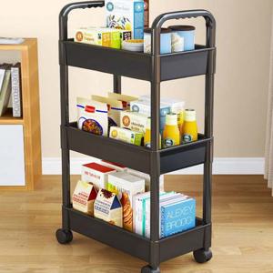 다용도 3단 이동식 트롤리 수납 카트 선반 트레이