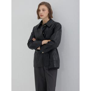 [뷰어] 여성 스냅오픈 레더 롱자켓 ZNLTO903_BK