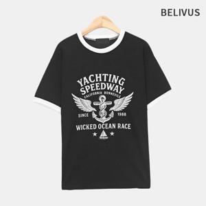 [빌리버스]빌리버스 남자 반팔 머슬핏 링거 티셔츠 BRG039