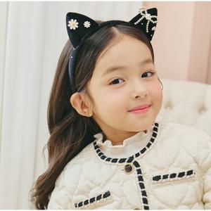 [프랜치켓] 여아머리띠 블랙 고양이 헤어밴드 Q55DG5101B1