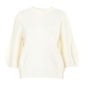 [에이비에프지]퍼프 소매 포인트 라운드넥 7부 니트 APY4ZW33J