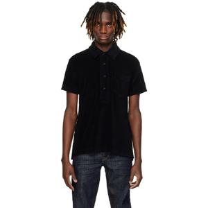 25 FW 톰포드 남성 블랙 타월링 폴로 셔츠 251076M212012