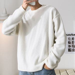 남자 골지 루즈핏 기모 라운드 티셔츠 5C-TSK-Q107-아이보리