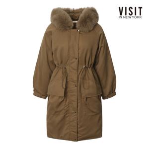 비지트인뉴욕  퍼 후드 스트링 롱 야상 점퍼 (V5CJP01)