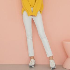 [진마니아]화이트 허리스판 본딩기모 일자 데님