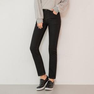 [진마니아]블랙 허리밴드 본딩기모 일자 데님