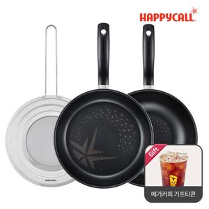 [리뷰후기+메가커피 기프티콘 증정] 해피콜 올 뉴 컴포트 다이아몬드 IH 인덕션 후라이팬 3종세트(28팬+28웍+멀티커버)