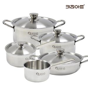 키친아트 퀸즈 인덕션냄비 통3중 304스텐 냄비세트 5종B 편14+18+양20+24+전24