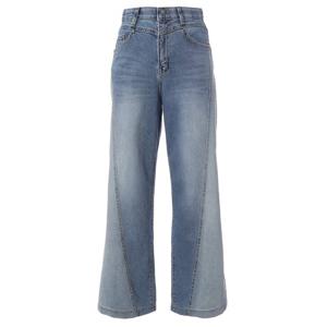 [페이지플린]절개 사선 배색 스판 일자 청바지 (F5APT403)