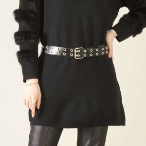 애비뉴투지 메탈 아일렛 더블 펀칭 레자 인조가죽 여성 허리띠 벨트 C12549