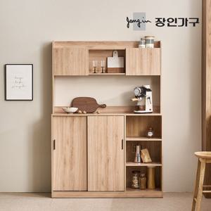 장인가구 아망드 슬라이딩 1200 주방 선반 수납장 홈카페장 상부장세트