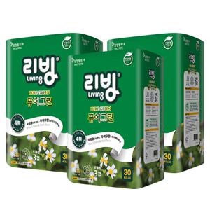 [삼정펄프]리빙 퓨어그린 3겹 무형광 화장지 30롤x3/롤휴지