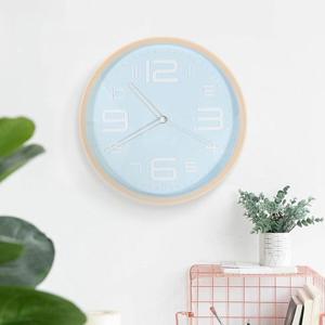 자연을 담은 우드프레임 인테리어 스카이블루 벽시계