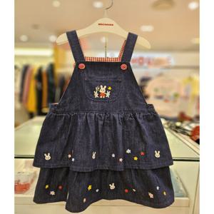 [미키하우스10] 11O901802-03 MH 우사코 꽃 데님 멜빵 원피스 멜빵스커트