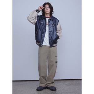 [클라이드]남성 2컬러 배색 인조가죽 점퍼 (FODJP432M)