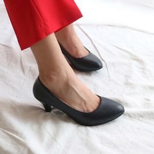 심플디자인 라운드코 펌프스힐 치마코디 여성힐 2색