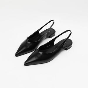 [신난다슈] 여성 슬링백 힐 2cm 스틸레토 플랫 슬링백 구두 펌프스 발편한 LO251147 블랙