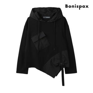 [보니스팍스(여성의류)]언밸런스 배색 후드 맨투맨 티셔츠 XPBTS003M0