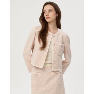 질스튜어트 뉴욕 여성 25FW 시즌오프 연예인착용핑크 글리터장식 코튼혼방 트위드자켓 JSJA5D210P1