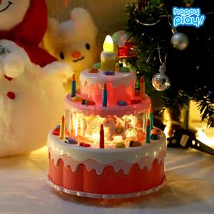 해피플레이 멜로디 회전목마 생일 케이크 장난감 어린이 촛불끄기 놀이