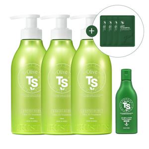 [티에스] TS 올리브 트리트먼트 500g 3개 + TS 골드플러스 샴푸 100g 1개 + 저스트 TS 샴푸 샤쉐 6g 4개