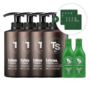 [티에스] TS 카페인 샴푸 500g 4개 + TS 골드플러스 샴푸 100g 2개 + 저스트 TS 샴푸 샤쉐 6g 8개