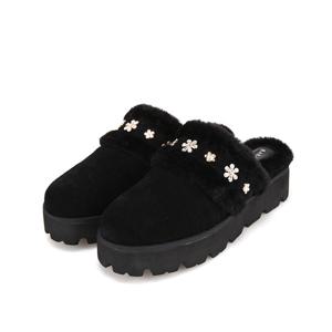 [바바라(슈즈)]포인트 보석장식 퍼 뮬 BBH547BK