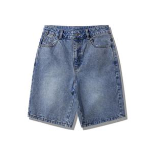 [지프]JQ3DPU853 인디고청 남녀공용 구제 와이드 하프 데님팬츠_