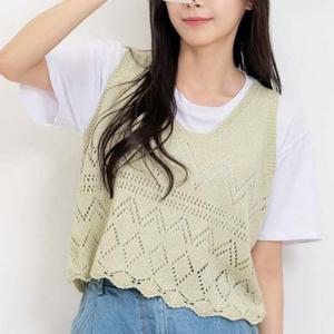 DJJ1031 크롭나시 니트조끼 조끼 니트