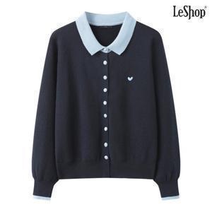 [르샵]하트 자수 포인트 배색 니트 가디건 (DQ1CK006A)