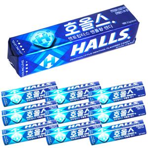 HALLS 호올스 스틱 멘톨 사탕 졸음방지 캔디 멘토립터스 10개
