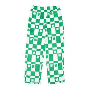 [예스]밍크스판 네잎클로버 체커보드 그린 여성 수면바지 YSWEZA53