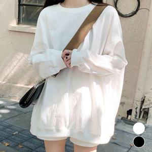 [리빌모아]여자 오버핏 기본 맨투맨 롱티셔츠 SDW-TSS-URD104