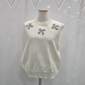 [밸리걸]라운드 큐빅리본 니트 조끼 (222230)_YS