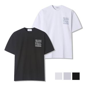 남자 캐주얼 샤이 레터링 코튼 반팔 티셔츠 RM-TSH-Q094-화이트