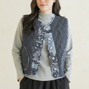 엄마옷 마담4060 내추럴포엠 페이즐리누빔조끼 데일리 여성 -ZVE2601010-