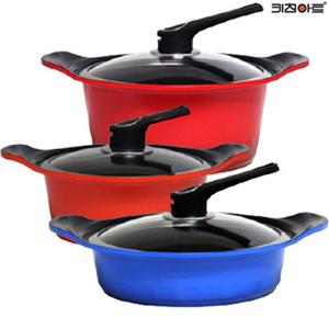 키친아트 S100G 주물냄비 세라믹코팅 냄비세트 3종C 양20+24+전24