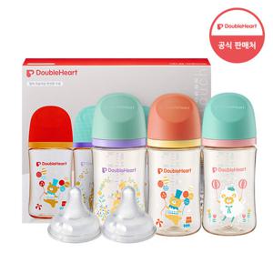 더블하트 모유실감 디어프렌즈 240ml 트리플팩세트(젖병3개+젖꼭지4입)