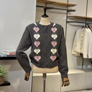 [반에이크]VB5YKCM322Z_하트 아가일 가디건