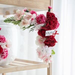 카네이션 성묘 리스 조화 꽃 ㄱ자 23cm (2pcs) 납골당 산소 봉안당 추모 장식 꾸미기 수목장