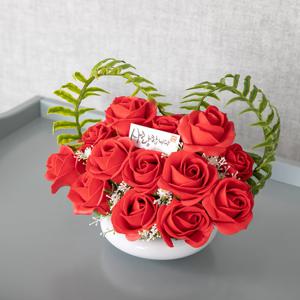 장미 안개꽃 성묘 센터피스 조화 꽃 하트안개수반 set 20cm 납골당 산소 추모 테이블