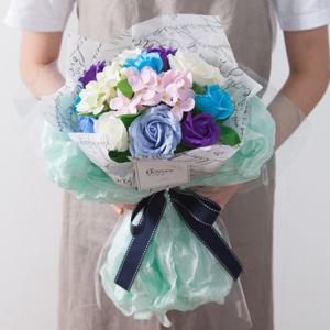 비누 장미 조화 꽃다발 코튼 44cm 2컬러 인테리어 꽃 선물 장식 기념일 졸업식 발표회