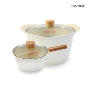 키친아트 베이직 인덕션용냄비 세라믹코팅 주물 냄비세트 2종D 편18+곰26