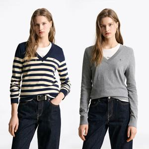 [공식][타미힐피거] 코튼 저지 스티치 브이넥 스웨터 2종 택1 (T22F0KTO002WT2)