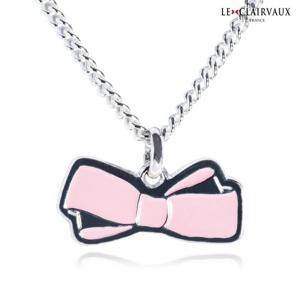 르클레보 핑크리본 미아방지 실버목걸이