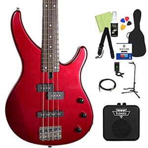 YAMAHA TRBX174 베이스 초보자 12점 세트 [미니 앰프 첨부] 레드 메탈릭 입문 모델 야마하